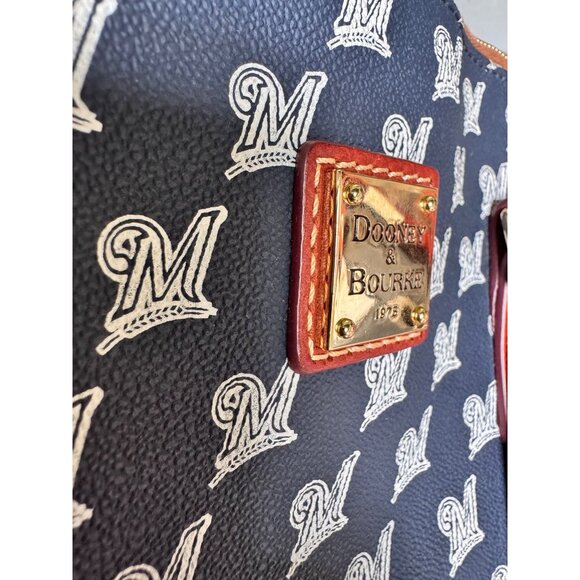 Dooney & Bourke Tote Milwaukee Brewers Ashton Logo Purse  Brown Leather Straps - Picture 3 of 12